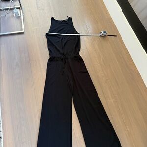 Theory Black Sleeveless Wide-Leg Jumpsuit